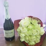 Buquê Rosas Branco & Espumante