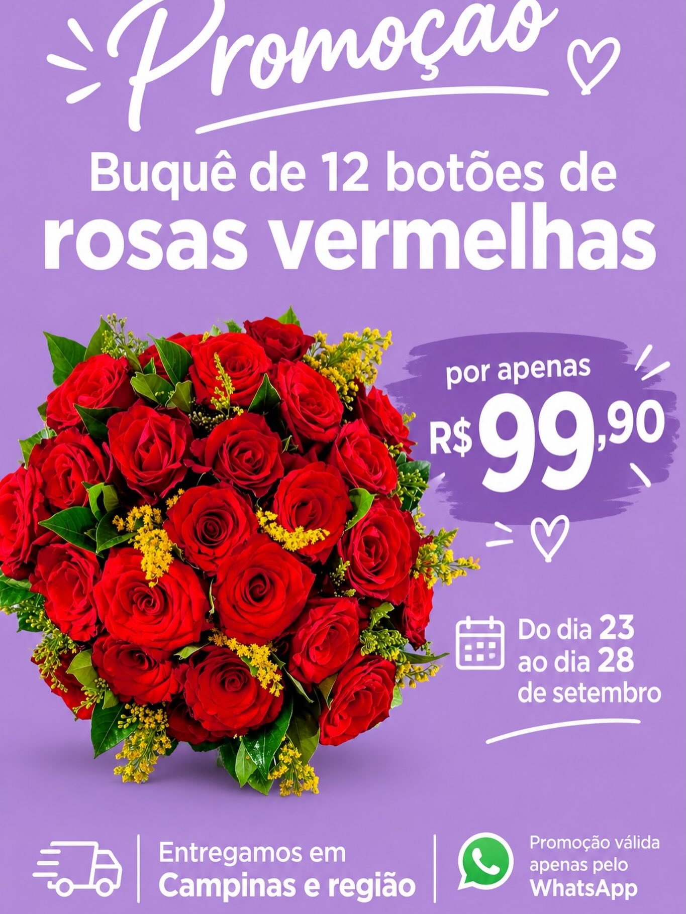 Vocês pediram, então;
Lá vai mais uma promoçãoLembrando que entregando em Campinas e Região,Taxa de entrega não está inclusa no valor do buquê..#buqueempromocao #buquederosasvermelha
#promocaodebuque #floricultura #rosasvermelhas