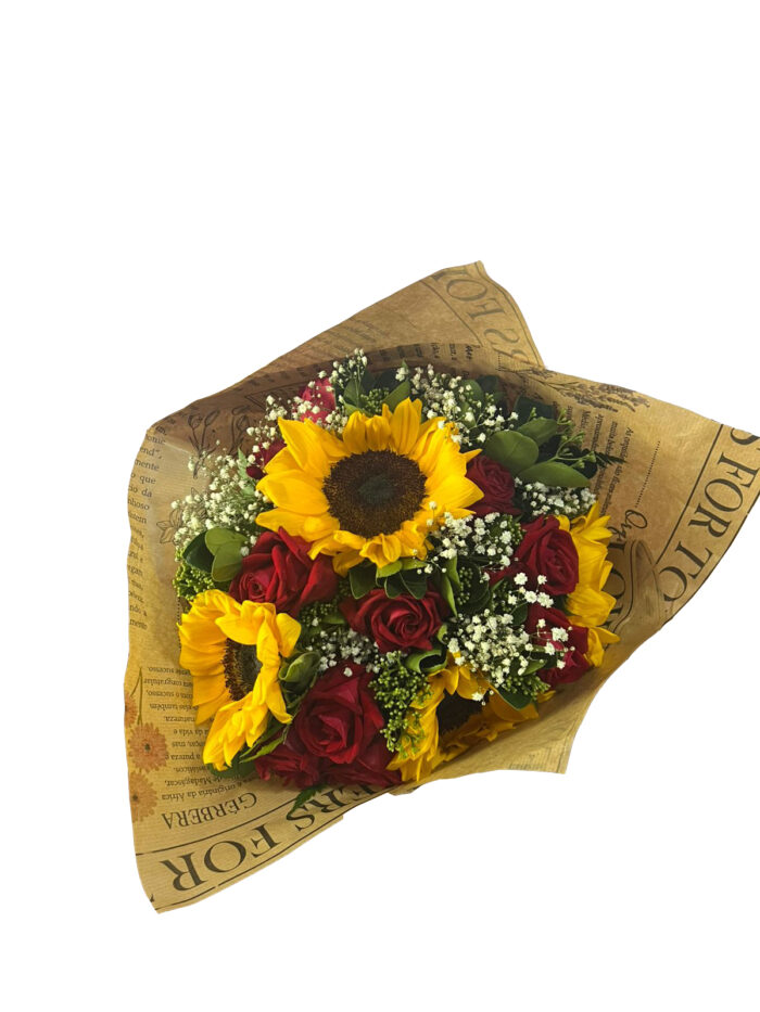 Buquê de rosas Vermelhas & Girassois
